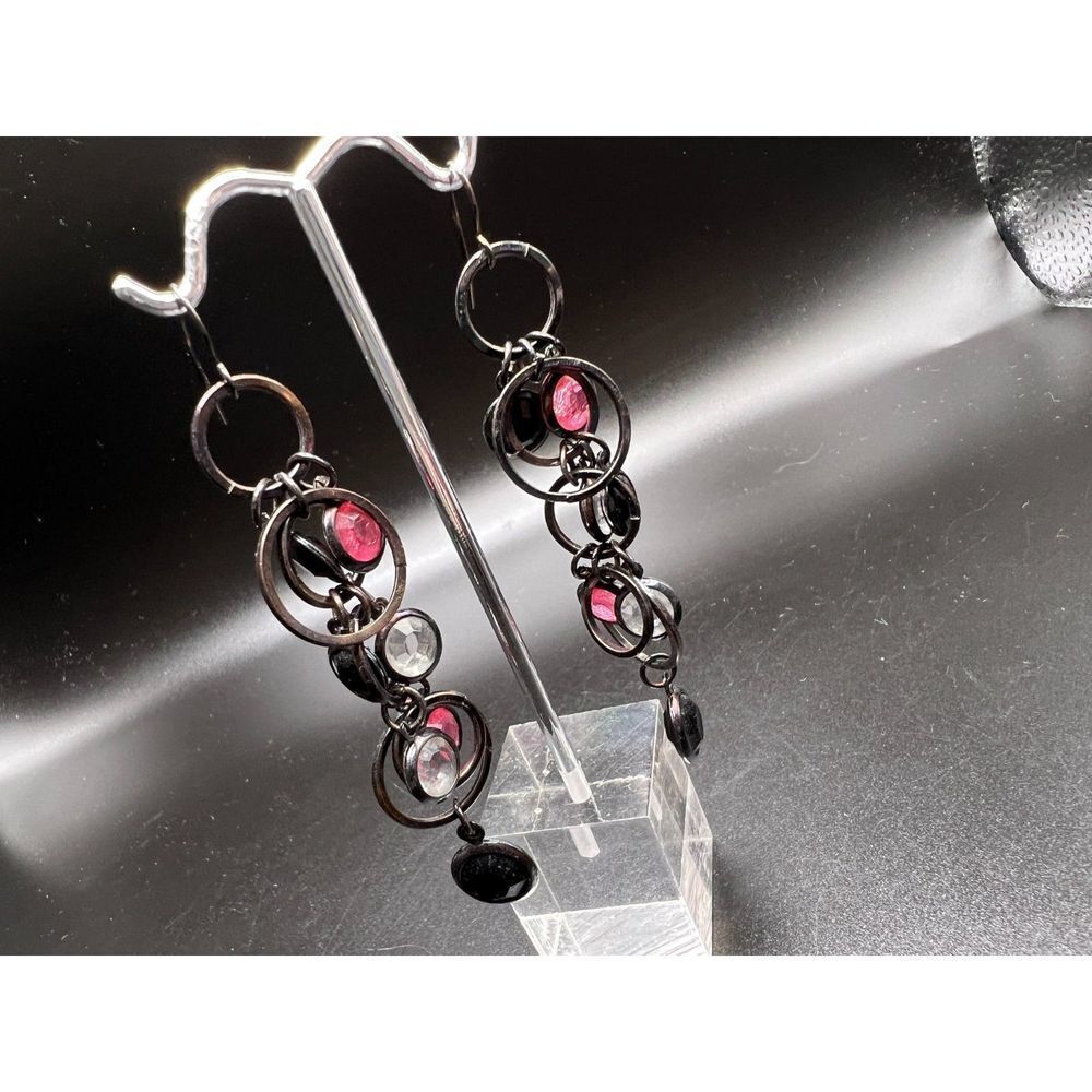 Long Red and Black Earrings